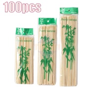 100pcs BBQ Sticks Food Bamboo Sticks Disposable Barbecue Wood Sticks Buffet BBQ Party Flower Pole
