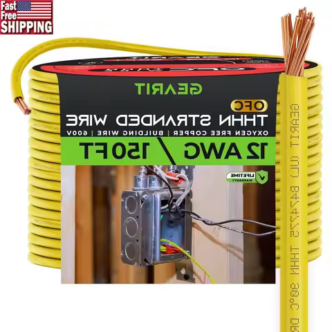 12 Gauge 150ft Stranded THHN Wire 100% OFC Copper Electrical Cable 600V Nylon Jacket Flexible Buildi