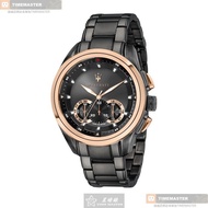 MASERATI手錶 R8873612016 46mm 黑圓形精鋼錶殼，黑玫瑰金色三眼， 運動錶面，深黑色精鋼錶帶款 _廠商直送