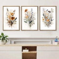 Neutral Watercolor Style Wildflower Wall Art Poster Print Picture Minimalist Boho Floral Canvas Painting Living Room Home Decor