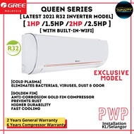 Gree Queen Series R32 Inverter Air Conditioner 1HP, 1.5HP, 2.0HP &amp; 2.5HP Aircond Cold Plasma
