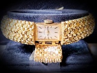 OMEGA Watch 女庄亞米茄罕有縷花黄金手鐲配17J机械上鍊14K黄金錶壳連原廠亞米茄14K黄金錶帶 黄金重約47gm 18mmx14mmx長160mm