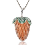 Strawberry Colorful Hip-Hop Men Women European American Pendant Necklace Hip-Hop Zircon Accessories 