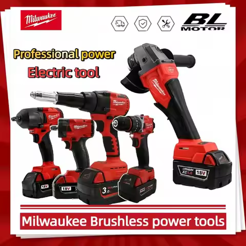 Milwaukee Brushless Cordless Electric Impact Hammer Drill Angle Grinder Electric Circular Saw With18