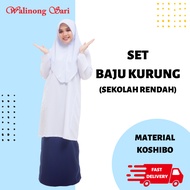 Set Baju Kurung Sekolah Rendah (Baju Putih + Kain Blue Black)