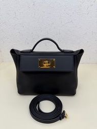 愛馬仕 Hermes K刻 黑色金扣 mini 2424 Volupto拼swift皮 手提斜背包 20cm