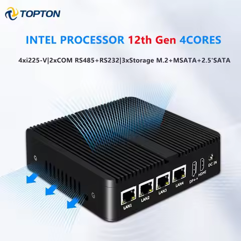 12th Gen Firewall Router Intel N100 J6426 2*COM RS485 RS232 4x 2.5G LAN Industrial Fanless Mini PC 2