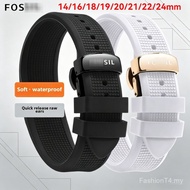 14/16/18/19/20/21/22/24mm Silicone Rubber Strap Waterproof for Foss FS52327/FS5132/FS5241 Butterfly 