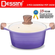 DESSINI ITALY XWB-24 Die Cast Aluminium Non Stick Casserole Pot Bowl Deep Fry Pan Induction Cookware