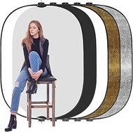 WELLMAKING 5x6.5feet/1.5x2M Reflector Photography, Collapsible Light Reflector with Threaded Handle