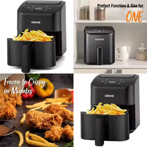 Compact 3 Qt Digital Air Fryer, Space-Saving, Nonstick & Dishwasher Safe Basket for Easy Meals