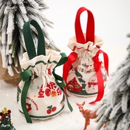 [weijiaott] Christmas Velvet Gift Bag Santa Drawstring Bag Candy Apples Handle Bag Christmas Tree Hanging Decoration New Year Christmas Gift SG