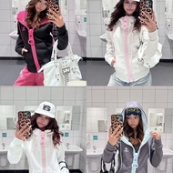 Ins Millennium Big Zipper American Retro Contrast Color Big Zipper Hooded Slim-fit Casual Sweatshirt
