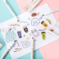 Pen with 2 colorful nibs and 2 lines