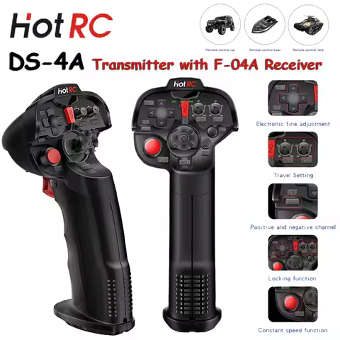 HotRC DS4A 2.4G 4Ch Single Hand DS-4A Remote Controller Radio Transmitter with F-04A PWM Receiver fo