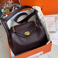 Hermes🌟Mini Lindy一代❤️馬鞍紅金扣❤️全套有單🌟99.5新🌟Swift皮🌟已Hold🌈