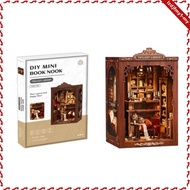 [leipupa] Bookshelf Insert Wood-Grain Fiberboard DIY Book Nook Kit Miniature Library Book Nook