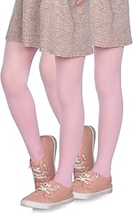 Pack of 2 Girls Tights Opaque 40 Denier Soft Microfibre Kids Tights with Feet Leisure Dance School B