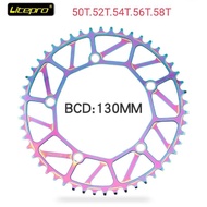 Litepro oilslick rainbow colorful chainring 50T,52T,54T,56T ,58T.130BCD Ultra light Alloy.for folding bike crius fnhon