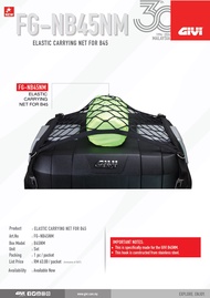 GIVI ELASTIC CARRRYING NET FOR B45NM-ADV TOP CASE JARING UNTUK GIVI BOX B45NM-ADV