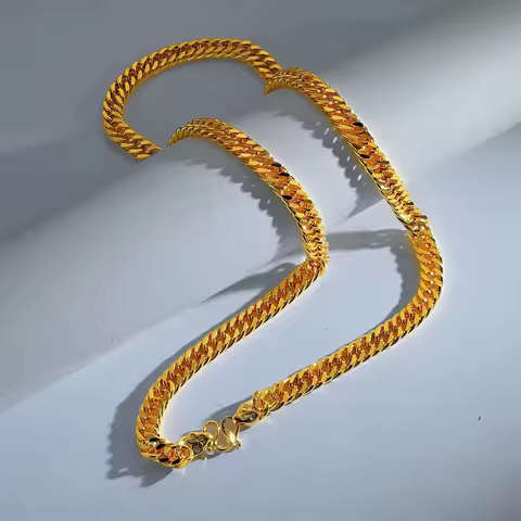 Bold Versatile Necklace Men Business Occasions 24K Gold, AU999 - Gold Shine Enhances Boldness, Versa