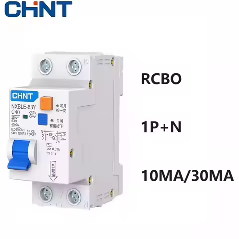 CHINT NXBLE-63Y 6A 10A 16A 32A 63A 10MA 30MA 0.03A 0.01A RCBO 1P+N Residual current Circuit Breaker 