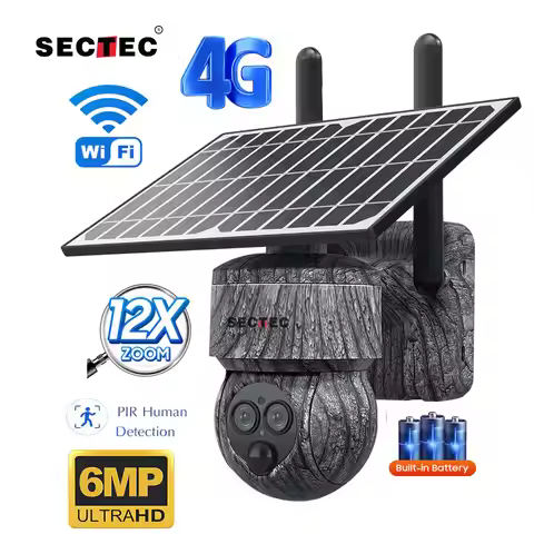SECTEC Camouflage Color 12X Zoom Solar Battery PTZ 4G Camera Security-Protection WIFI Surveillance O