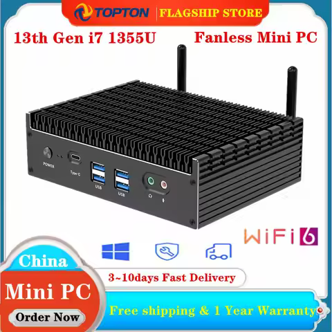 13th Gen i7 1355U i5 1335U Fanless Intel Gamer Mini PC 2*2.5G LAN PCIE4.0 DDR4 Tunderbolt 4 eGPU Des