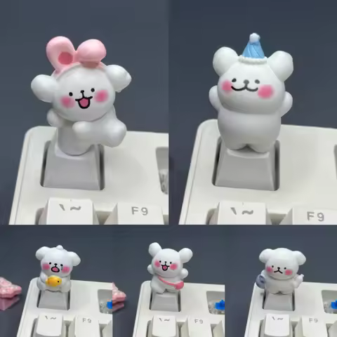 New Creative Cute Line Puppy Keycap Cross Axis Cute Pink Computer Button Gaming Mechanical Keyboard 