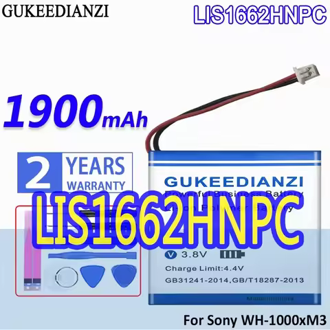 GUKEEDIANZI Battery LIS1662HNPC (SP 624038) (WH1000xM3) 1900mAh For Sony WH-1000xM3 WH-1000MX4 WH-CH