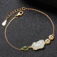 HeTian Jade Pi Xiu Bangle 925 Silver Jade Ornament For Women Nephrite Pi Xiu Bracelet Embedded Girlf
