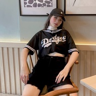 Fernanda cropped dodgers short top, soft baseball shirt, top