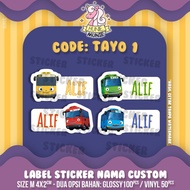 Sticker Nama Custom - Bus Tayo (100pcs+) - Stiker