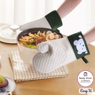 Silicone Cotton Oven Anti-Scald Gloves Double Layer Anti Heat Gloves Cooking Baking Sarung Tangan Pe