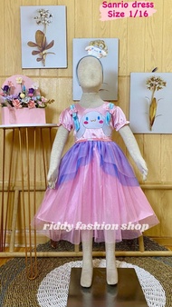 DRESS PESTA SANRIO KUROMI ANAK PEREMPUAN USIA 3 - 8 TAHUN / BAJU DRESS ULTAH KARAKTER ANAK CEWEK VIR