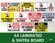 No Vendors Allowed | Bawal Magtinda Dito Signages