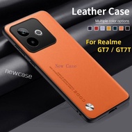 Luxury Leather Mobile Casing For Realme GT 7 7T T 5G 2025 Real Me GT7 GT7T RealmeGT7 Plain Skin Anti