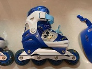迪士尼閃燈兒童滾軸溜冰鞋送頭盔護膝