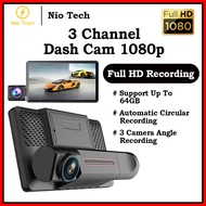 NioTech 3 Channel Car Dash Cam Front Rear Car DVR Camera 4" Video Recorder Night Vison G-Sensor Loop