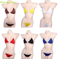 SHEER Swimsuit  Simple Biquini Halter Neck Strap Solid Color Female Swimwear