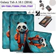 Samsung Galaxy Tab A 10.1 (2016) SM-T580 T580N T585 T587 Tablet Leather Case Fabric material Bracket Fashion Panda Case Sweat Proof Non-Slip Leather Stand Flip