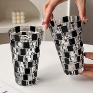 Creative Artistic Layered Black Lattice Glass Medieval High-End Water Cup Whiskey Cup Juice Cup Coff