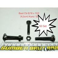 50 Sets of Cb Bolts 5/16 4.5cm key 12 fence/s umbrella/s truck bed/s car bumper/s carried/s Bolt