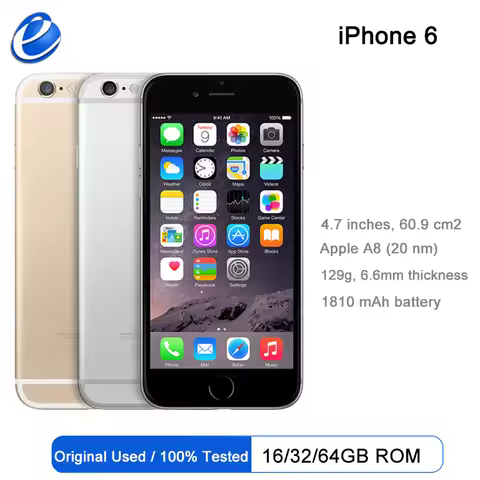 Original Apple Unlocked iPhone 6 Mobile Phone IOS Dual Core WCDMA LTE 4.7' IPS 1GB RAM 16/64/128GB R