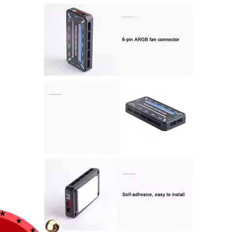 6Pin 10-Port ARGB SATA Fan Hub Adapter with ARGB Controller Cooling Fan Hub Splitter with Remote Con