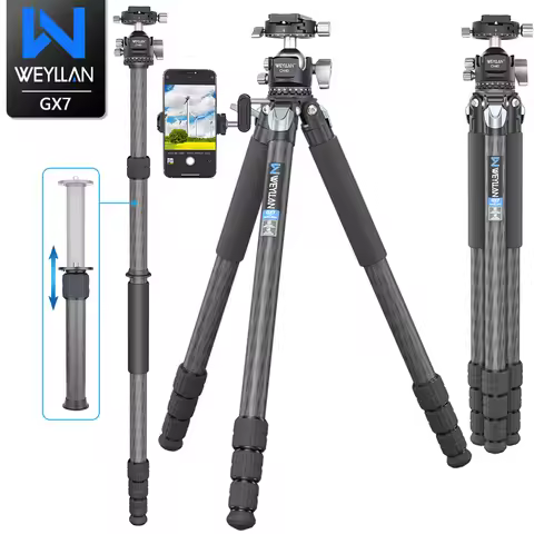 GX7 Professional Carbon Fiber Tripod for DSLR Camera Heavy Duty 32.5mm 10 Layers Tube Ultra Compact 