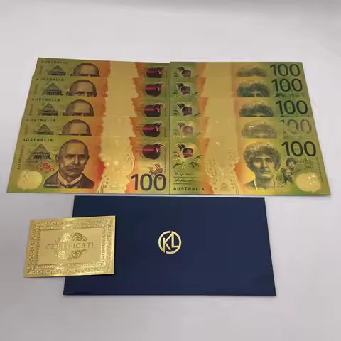 10pcs/set New Australia 100 Dollar Gold Banknote Plated Colorful Gold Foil Banknote Currency Collect