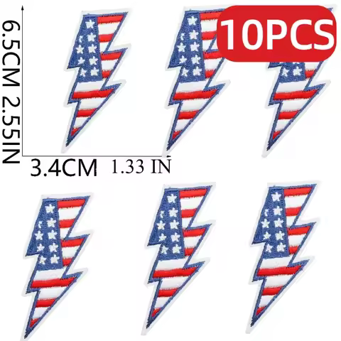 10/12PCS Wholesale Independence Day Bow Embroidery Cloth Sticker Bag Dress Lightning Glasses Patch F