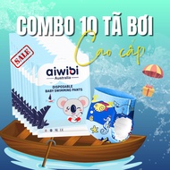 Combo of 10 AIWIBI Premium Swimming Diapers/Diapers - Lightweight, No Water Bulging, Overlapping, Co