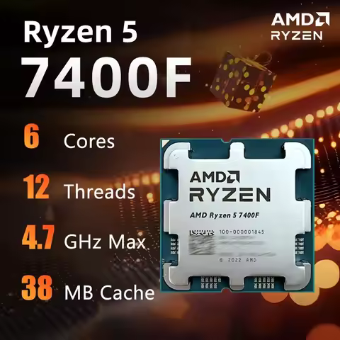 AMD Ryzen 5 7400F CPU R5 7400F 4.7GHz 6 Cores 12 Threads 38MB Cache Socket AM5 Desktop Processor (Wi